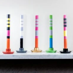 Set Of 6 Striped Dinner Candles - Multicolour -Deals Kitchen Hub Store BX0001 StripedDinnerCandles Multicoloursetof6 LS