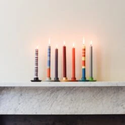 Set Of 6 Striped Dinner Candles - Multicolour -Deals Kitchen Hub Store BX0001 StripedDinnerCandles Multicoloursetof6 LS4