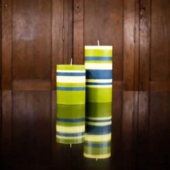 Striped Pillar Candle, Olive & Navy, 10cm 5 Striped Pillar Candle, Olive & Navy, 10cm -Deals Kitchen Hub Store BX0021StripedPillarCandle Olive Navy 10cmlife2