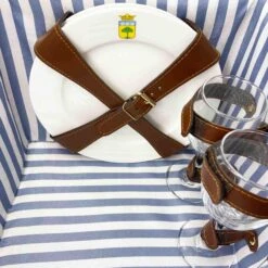 Saint-Malo Blue Striped Picnic Basket With Table, 4 Person -Deals Kitchen Hub Store JD0014Saint MaloBlueStripedPicnicBasketwithTable 4Person3