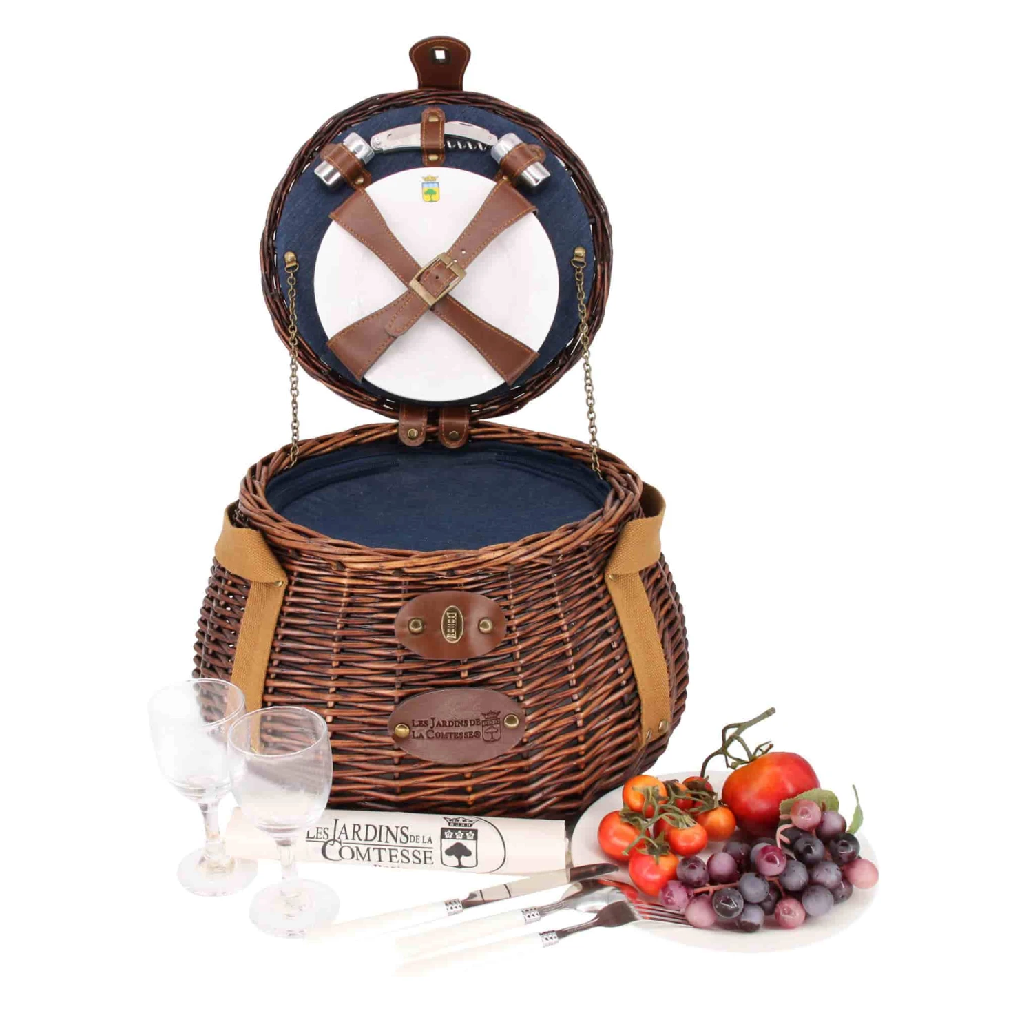 Tuileries Navy Picnic Basket, 2 Person 1 Tuileries Navy Picnic Basket, 2 Person