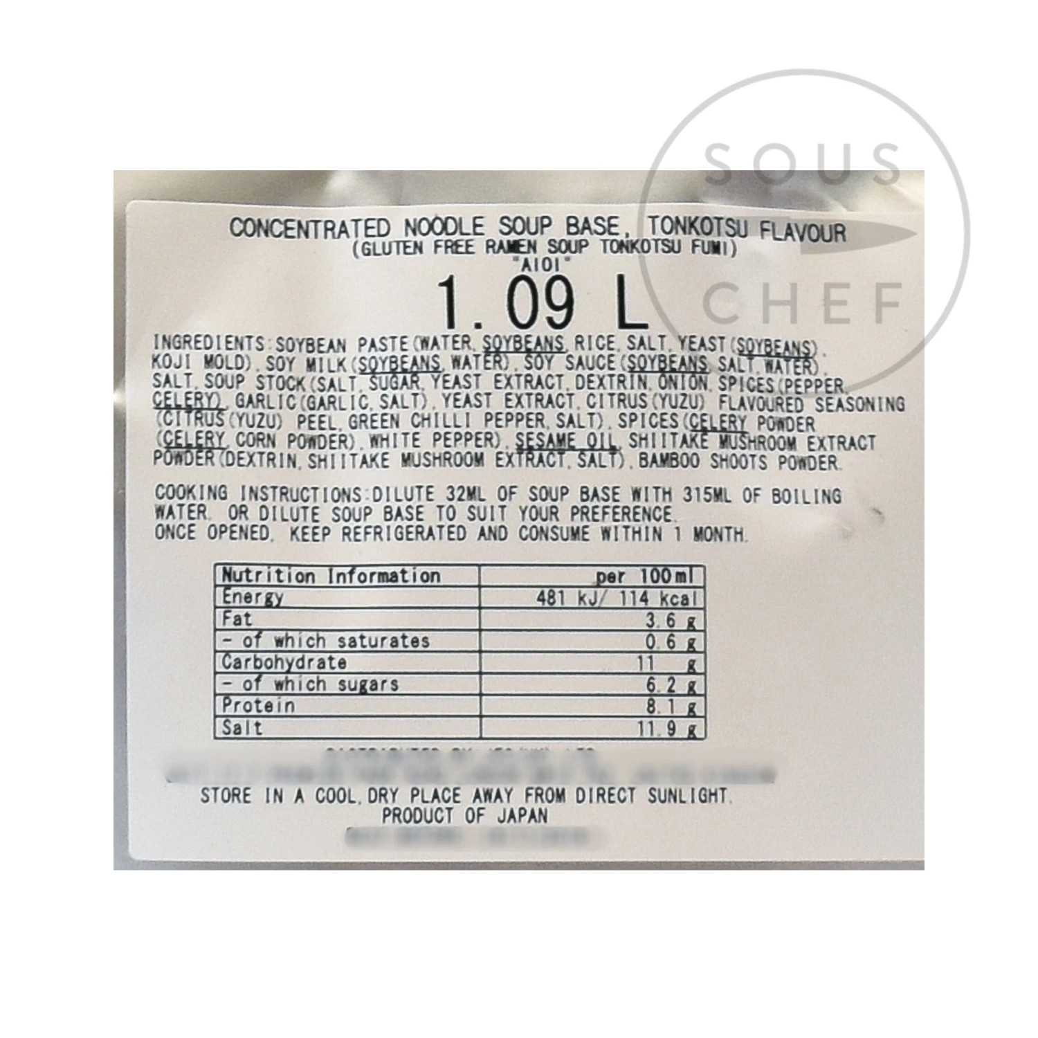 Tonkotsu Flavour Ramen Soup Base, 1.1 Litre 2 Tonkotsu Flavour Ramen Soup Base, 1.1 Litre - Image 2