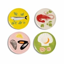 & Klevering Set Of 4 Assorted Seafood Side Plates, 16cm