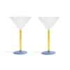 & Klevering Set Of 2 Blue & Yellow Stem Martini Glasses