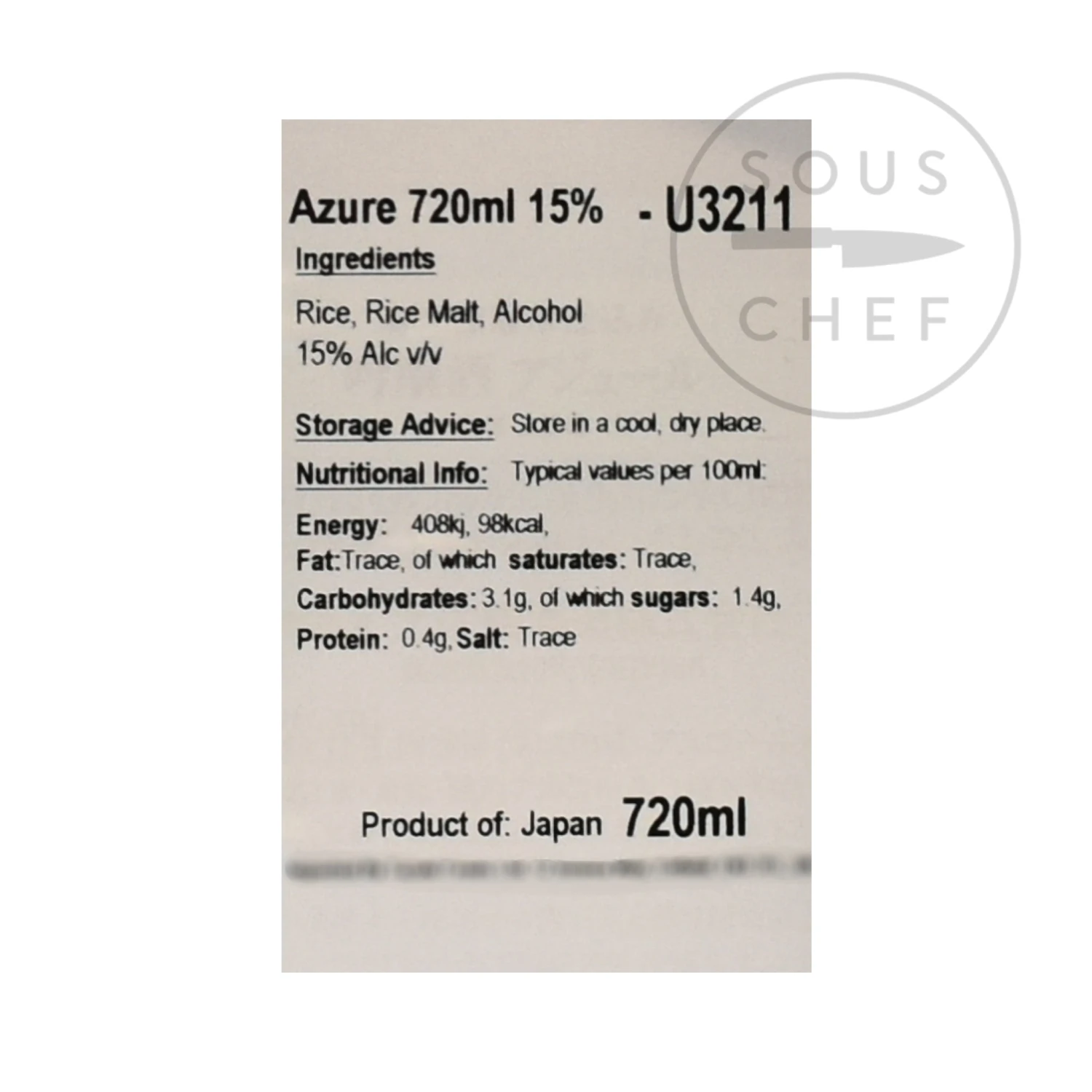 Tosatsuru Azure Sake, 720ml 3 Tosatsuru Azure Sake, 720ml - Image 3