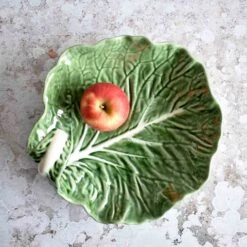 Bordallo Pinheiro Curved Cabbage Leaf Dish 25cm -Deals Kitchen Hub Store cabbage bowl apple lifestyle