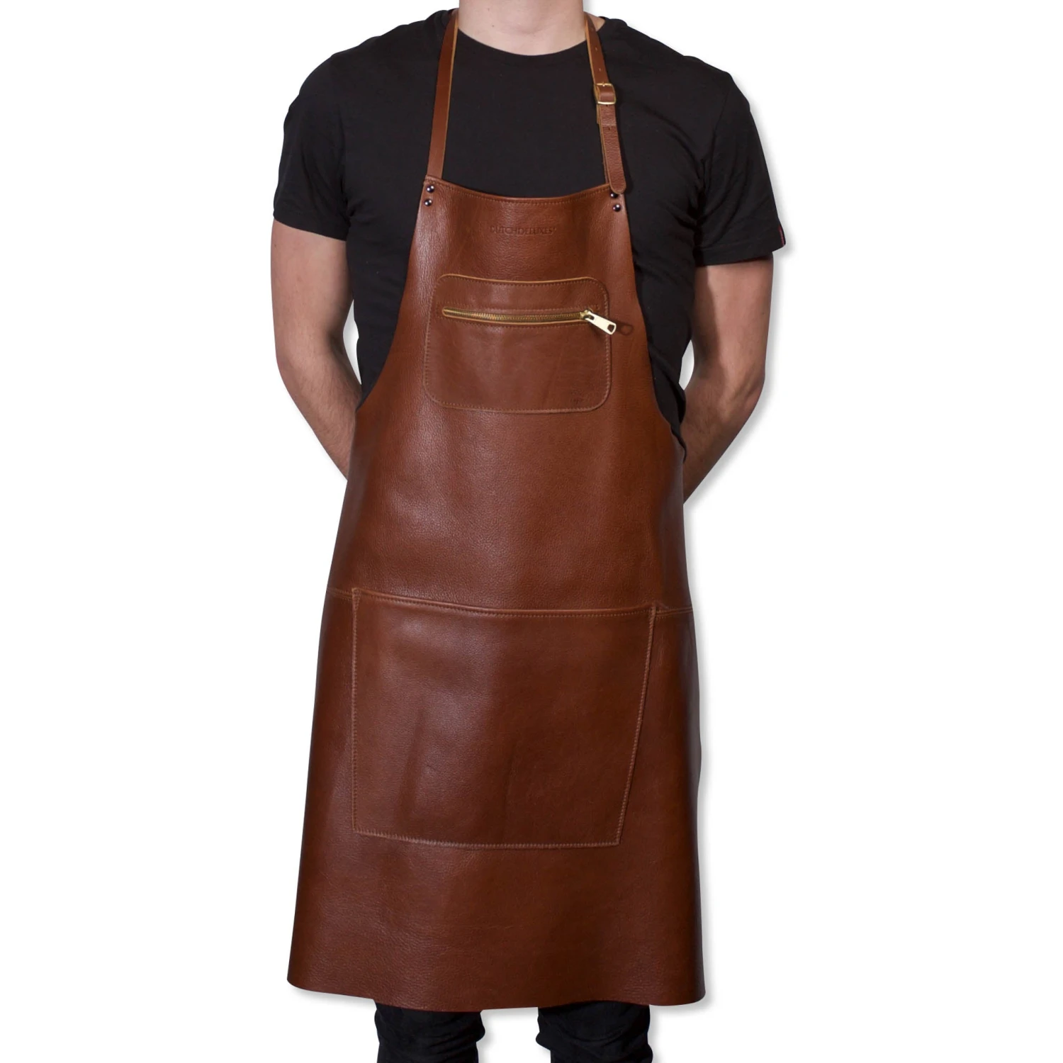Dutchdeluxes Leather Zipper Apron In Classic Brown 2 Dutchdeluxes Leather Zipper Apron In Classic Brown - Image 2