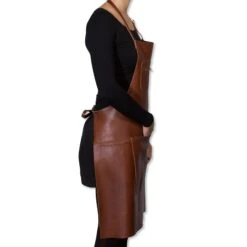 Dutchdeluxes Leather Zipper Apron In Classic Brown 9 Dutchdeluxes Leather Zipper Apron In Classic Brown -Deals Kitchen Hub Store dutch deluxes leather zipper apron classic brown model side