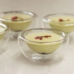 6 X 120ml Small Double Wall Glass Bowl -Deals Kitchen Hub Store matcha mousse cherry blossom side