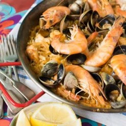 Steel 12 Person Paella Pan 40cm -Deals Kitchen Hub Store valencia fideua paella seafood recipe dish 2